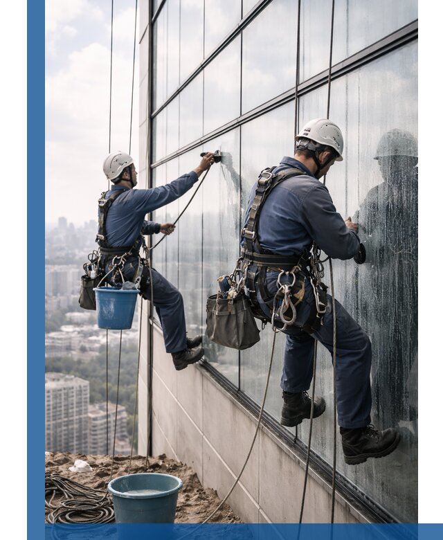 Профессиональная мойка фасадных окон альпинистами в Йошкаре-Ола