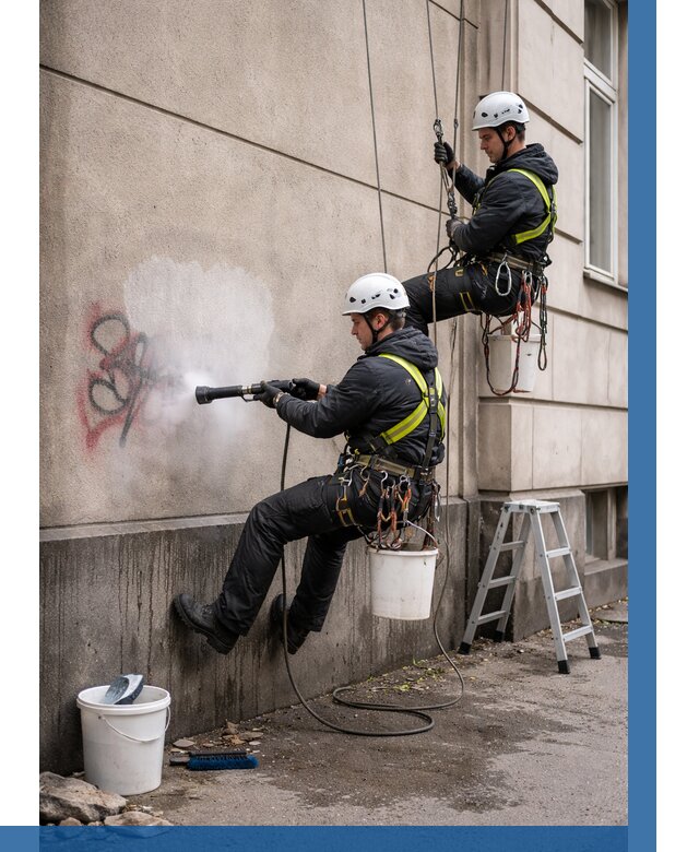 Удаление граффити с фасада в Йошкаре-Ола от 4602 р. | ВЫСОТНИК-Шкр