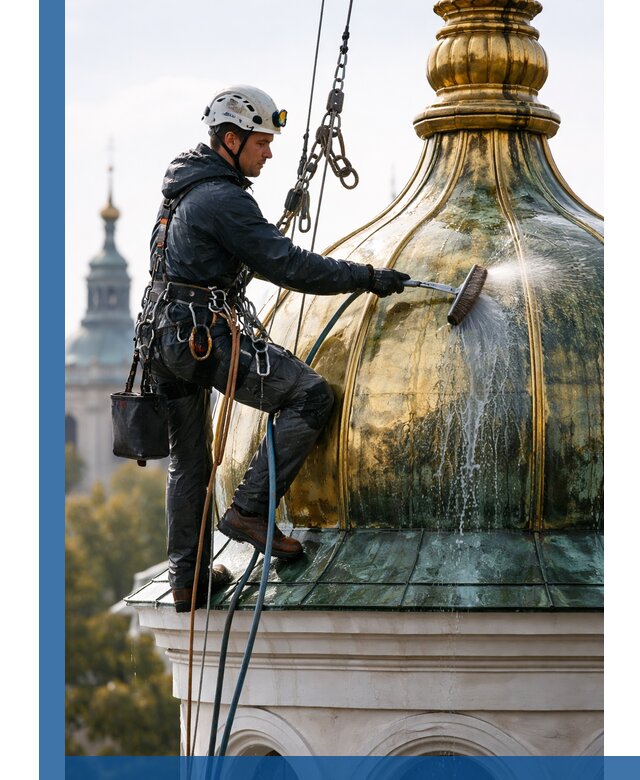 Профессиональная мойка куполов и шпилей высотными альпинистами в Йошкаре-Ола