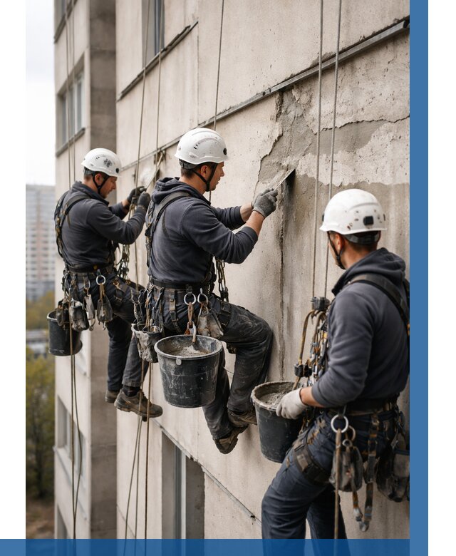 Ремонт бетонных элементов фасада в Йошкаре-Ола от 2557 р. | ВЫСОТНИК-Шкр