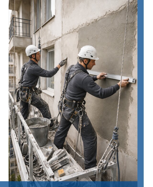 Штукатурка фасада на высоте в Йошкаре-Ола от 920 р. | ВЫСОТНИК-Шкр