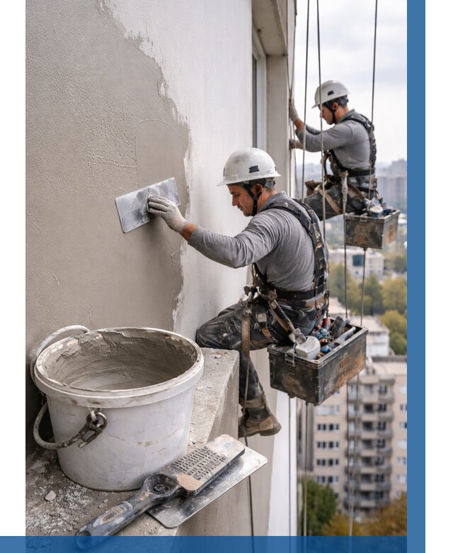 Шпаклевка фасада на высоте в Йошкаре-Ола от 716 р. | ВЫСОТНИК-Шкр