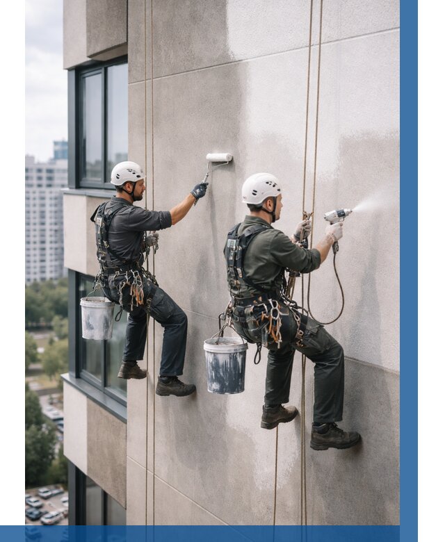 Покраска фасада альпинистами в Йошкаре-Ола от 307 р. | ВЫСОТНИК-Шкр