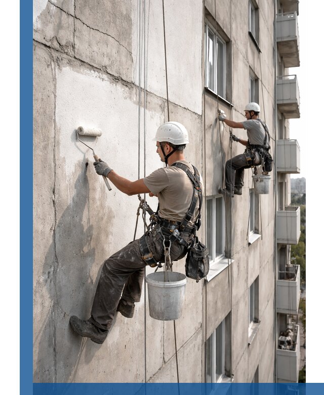 Покраска бетонного фасада в Йошкаре-Ола для жилых и промышленных объектов