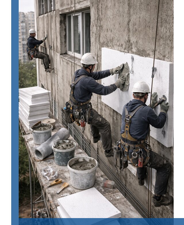 Утепление фасада пенополистиролом в Йошкаре-Ола под ключ