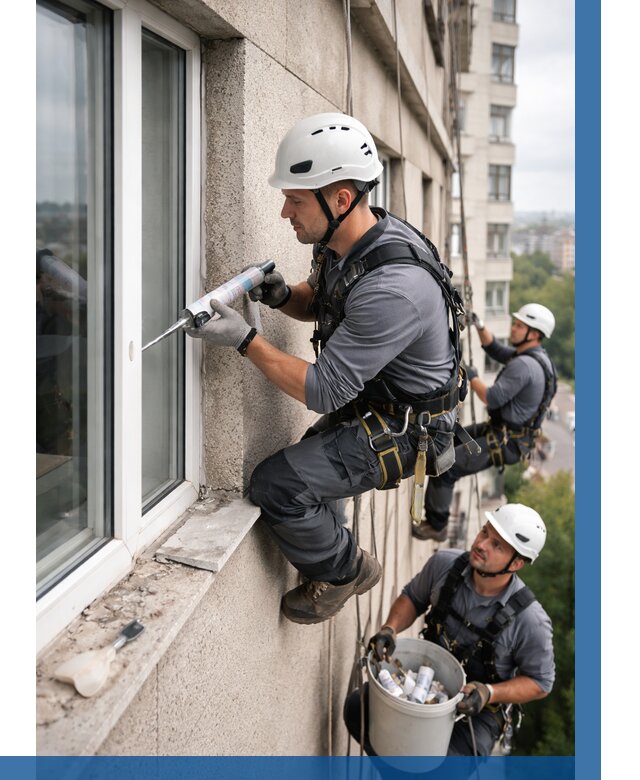 Герметизация оконных швов снаружи в Йошкаре-Ола от 1534 р. | ВЫСОТНИК-Шкр