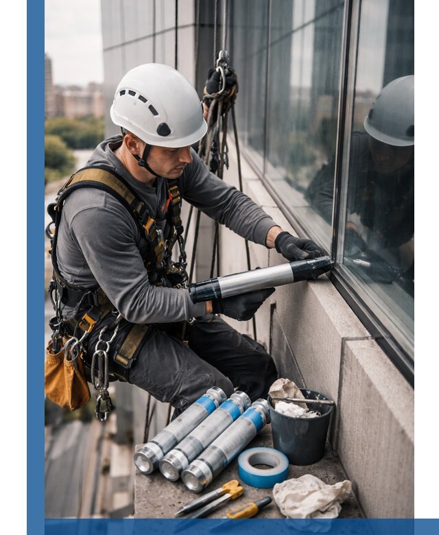 Герметизация стыков витража в Йошкаре-Ола для герметичных фасадов
