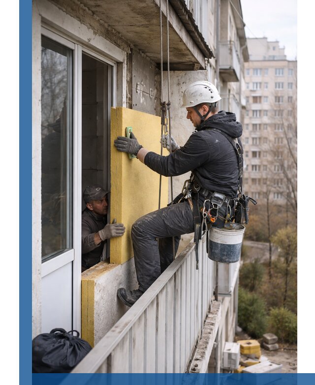 Профессиональное утепление балкона снаружи в Йошкаре-Ола под ключ