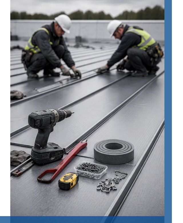 Монтаж фальцевой кровли в Йошкаре-Ола от 1841 р. | ВЫСОТНИК-Шкр