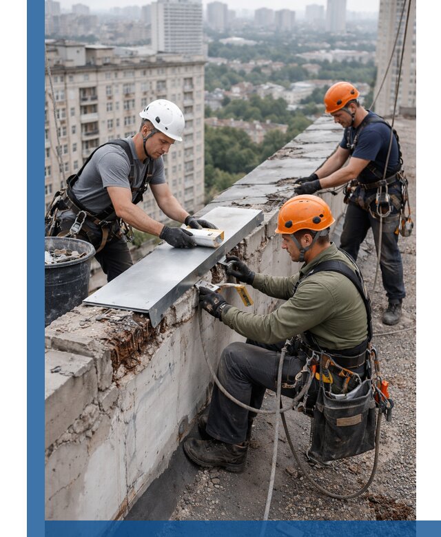Ремонт парапета на кровле в Йошкаре-Ола, высотные работы с гарантией
