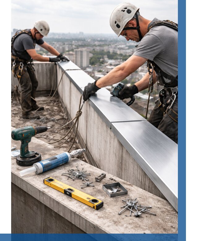 Монтаж парапетных крышек в Йошкаре-Ола от 818 р. | ВЫСОТНИК-Шкр