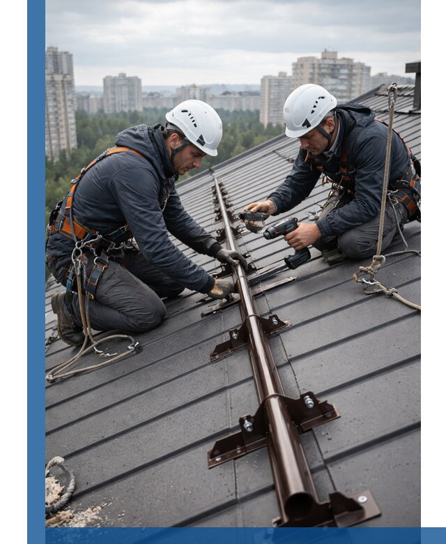 Монтаж снегозадержателей на кровле зданий в Йошкаре-Ола под ключ