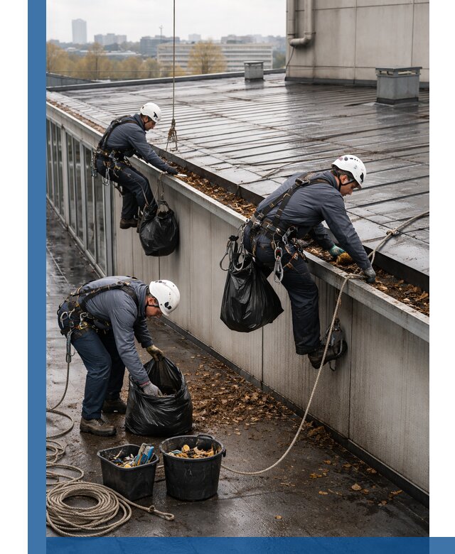 Очистка кровли по периметру в Йошкаре-Ола силами промышленных альпинистов