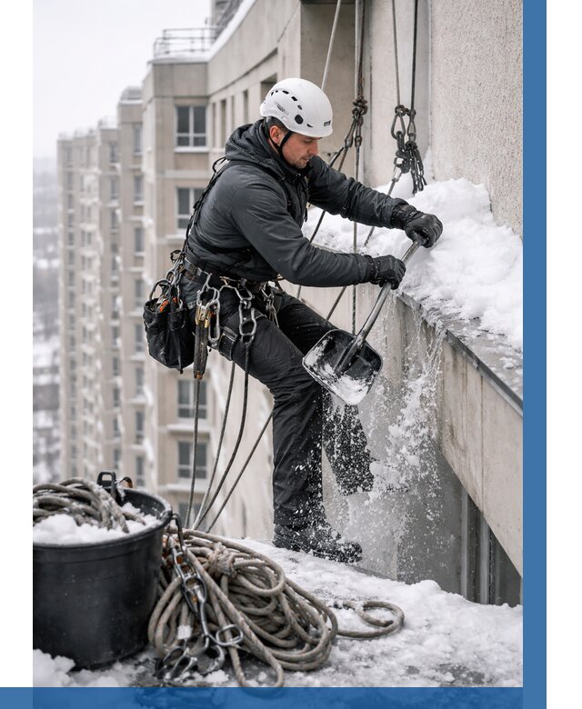 Очистка карнизов от снега в Йошкаре-Ола от 307 р. | ВЫСОТНИК-Шкр