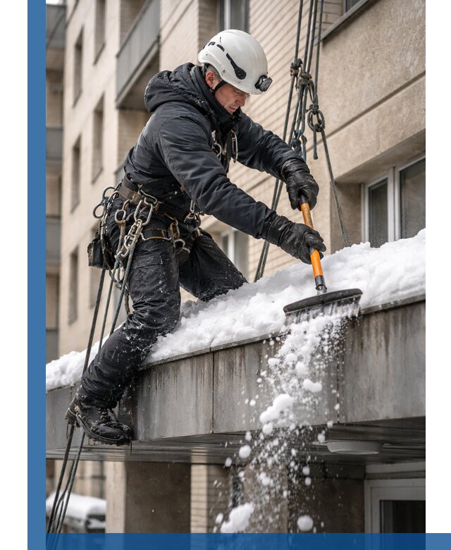 Очистка козырьков от снега в Йошкаре-Ола круглогодично безопасно