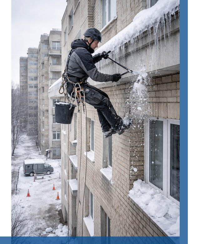 Удаление наледи с карнизов в Йошкаре-Ола от 358 р. | ВЫСОТНИК-Шкр