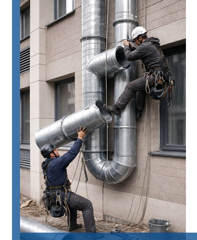 Монтаж фасадных воздуховодов в Йошкаре-Ола с герметизацией и крепежом