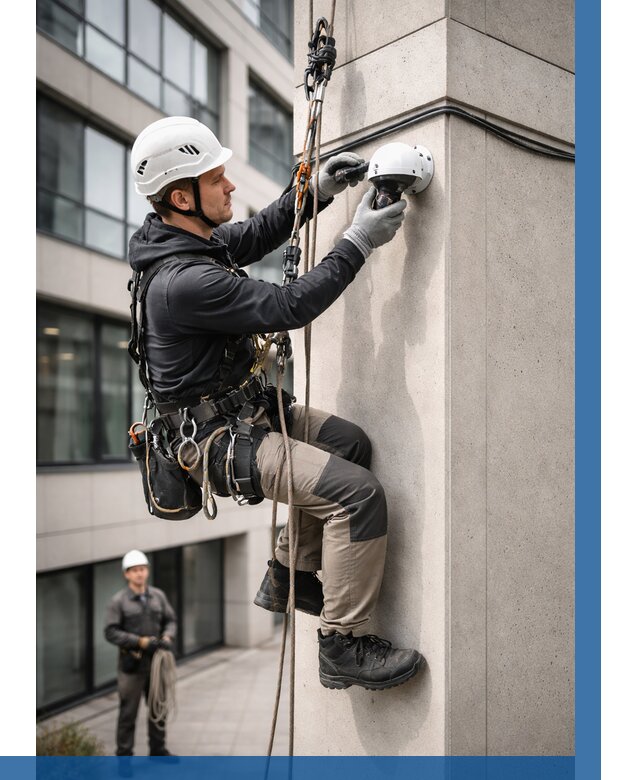 Монтаж камер видеонаблюдения на фасаде в Йошкаре-Ола от 8692 р.-ВЫСОТНИК-Шкр