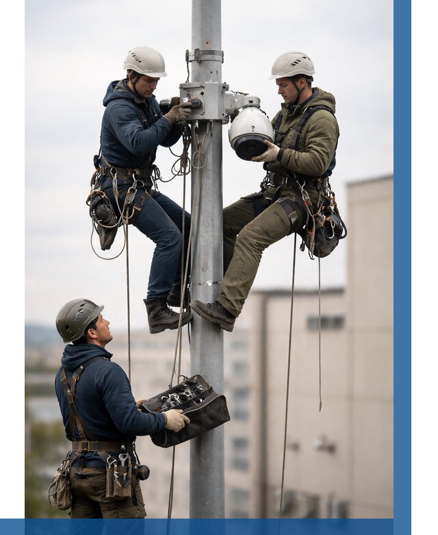 Установка видеокамер на мачте в Йошкаре-Ола от 8692 р. | ВЫСОТНИК-Шкр