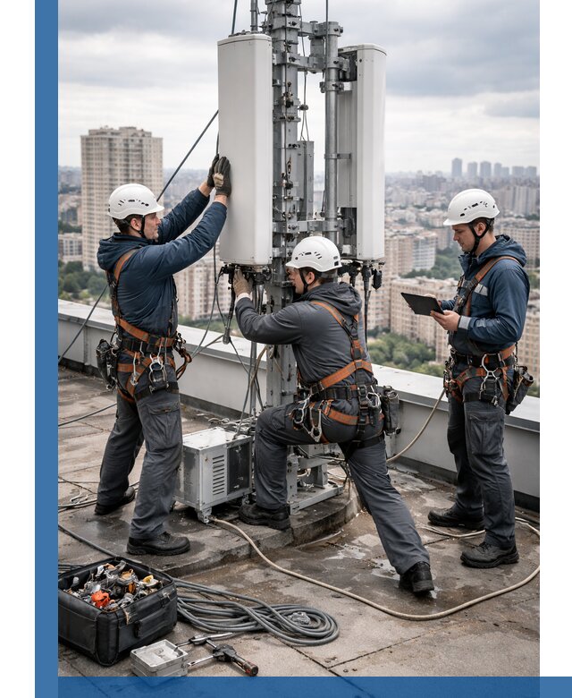 Монтаж антенн связи на крыше в Йошкаре-Ола с вводом в эксплуатацию