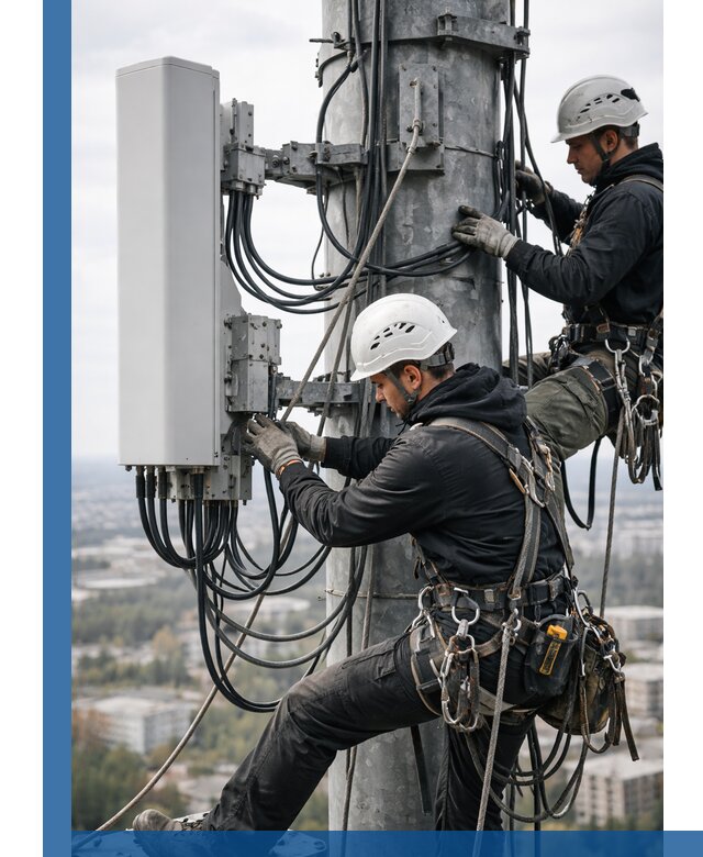 Монтаж оборудования связи на мачте в Йошкаре-Ола с пусконаладкой