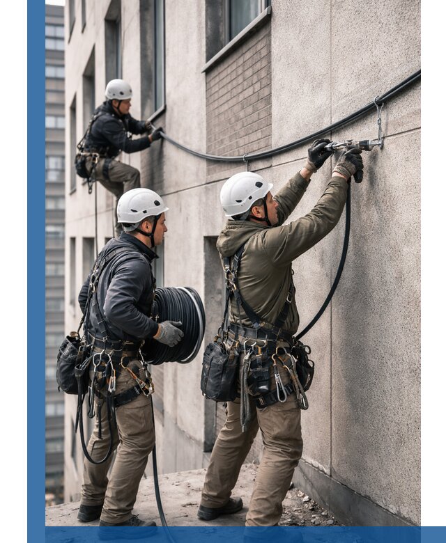 Прокладка кабеля по фасаду в Йошкаре-Ола, профессиональный монтаж