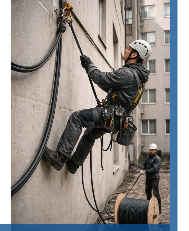Протяжка кабеля питания на высоте в Йошкаре-Ола от 460 р. | ВЫСОТНИК-Шкр