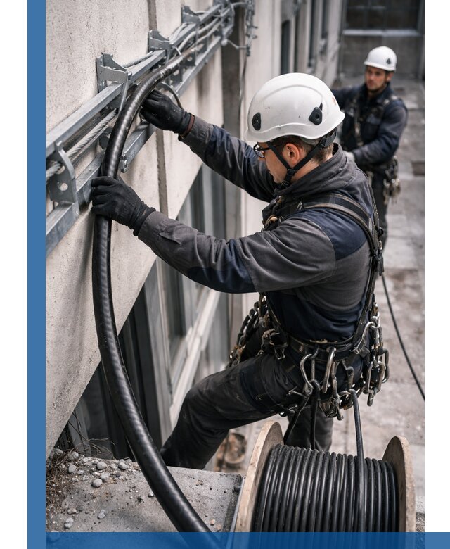 Протяжка кабеля питания на высоте в Йошкаре-Ола с гарантией безопасности и качества