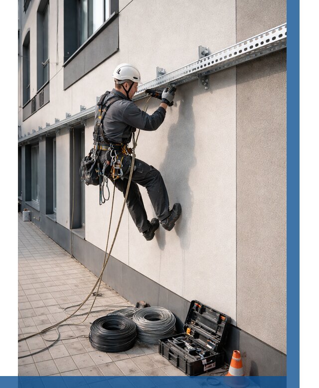 Монтаж кабельных лотков на фасаде в Йошкаре-Ола от 1227 р. | ВЫСОТНИК-Шкр