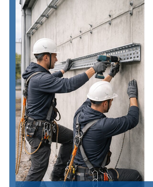 Монтаж кабельных лотков на фасаде зданий в Йошкаре-Ола с гарантией