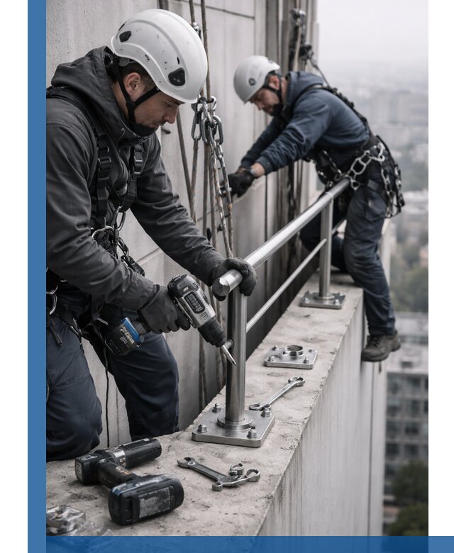 Монтаж перил на высоте в Йошкаре-Ола для жилых и промобъектов