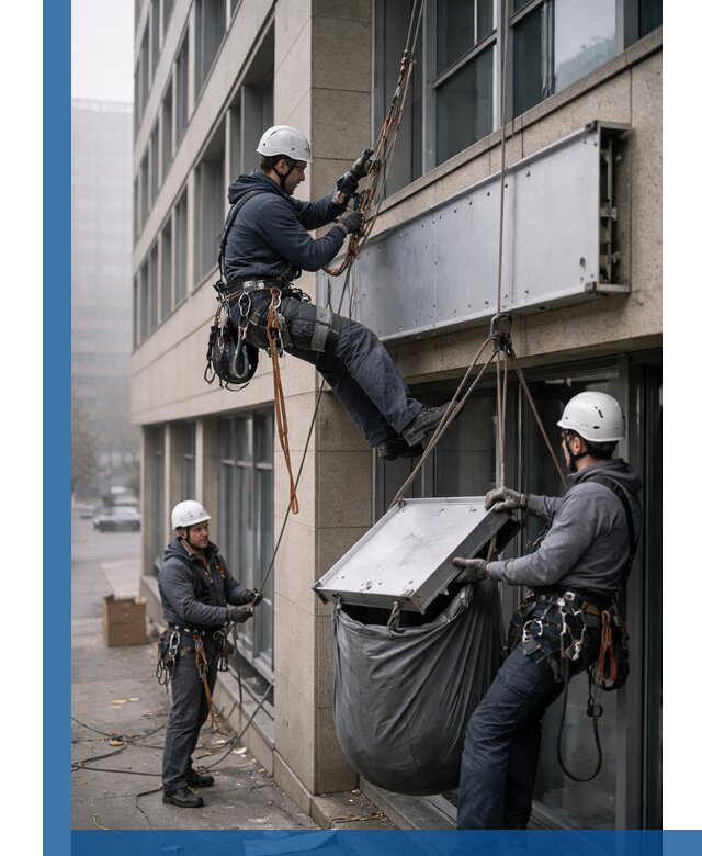 Демонтаж рекламной вывески с высотными работами в Йошкаре-Ола