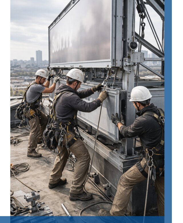 Монтаж крышной рекламной конструкции в Йошкаре-Ола от 61356 р.|ВЫСОТНИК-Шкр