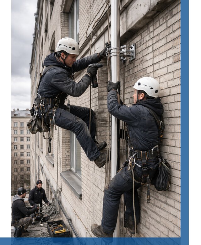 Монтаж флагштока на здании в Йошкаре-Ола от 6647 р. | ВЫСОТНИК-Шкр