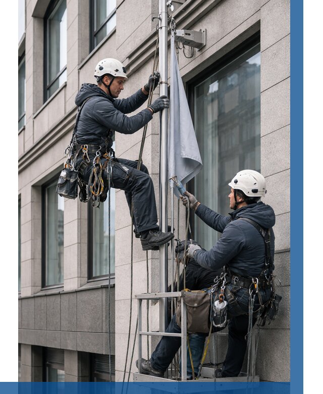 Установка флагов на фасаде в Йошкаре-Ола от 4602 р. | ВЫСОТНИК-Шкр