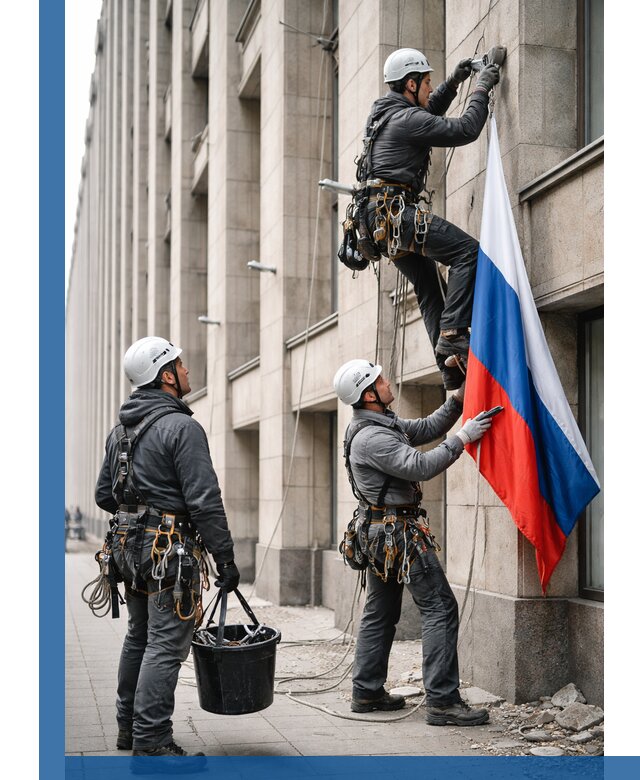 Профессиональная установка флагов на фасаде в Йошкаре-Ола