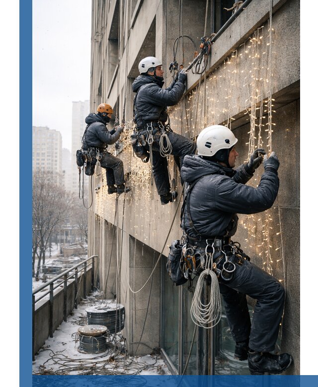 Монтаж новогодней иллюминации и украшение фасадов в Йошкаре-Ола