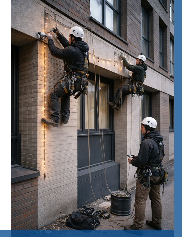 Монтаж гирлянд на фасаде в Йошкаре-Ола от 3579 р. | ВЫСОТНИК-Шкр