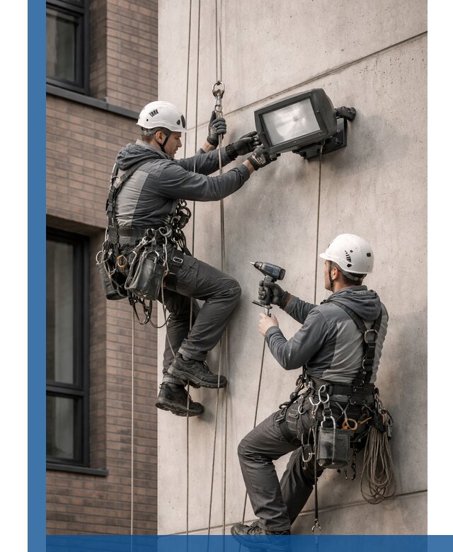 Профессиональный монтаж фасадных прожекторов в Йошкаре-Ола под ключ