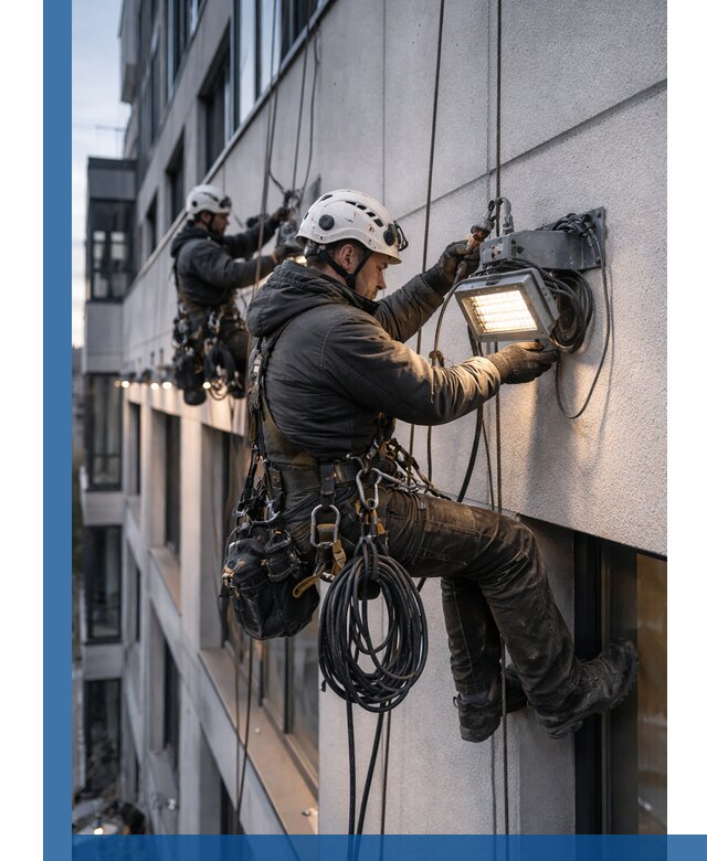Монтаж фасадного освещения в Йошкаре-Ола установка и подключение