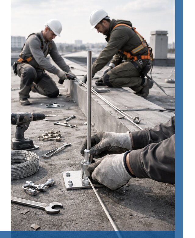 Монтаж молниезащиты на кровле в Йошкаре-Ола цена от 25565 р. | ВЫСОТНИК-Шкр