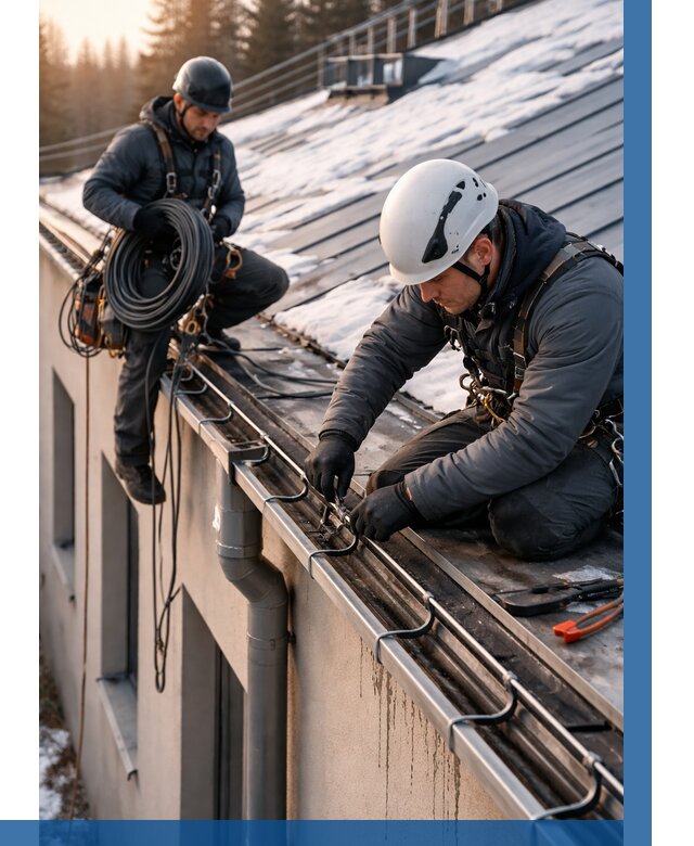 Монтаж греющего кабеля на кровле в Йошкаре-Ола от 460 р. | ВЫСОТНИК-Шкр