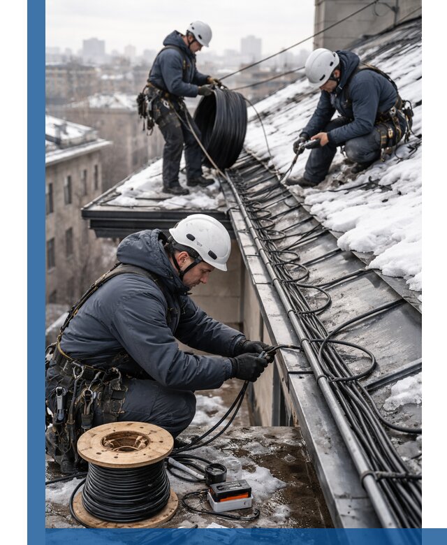 Монтаж греющего кабеля на кровле в Йошкаре-Ола под ключ