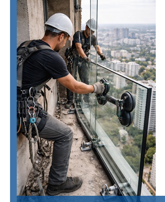 Монтаж стеклянных ограждений под ключ с гарантией в Йошкаре-Ола
