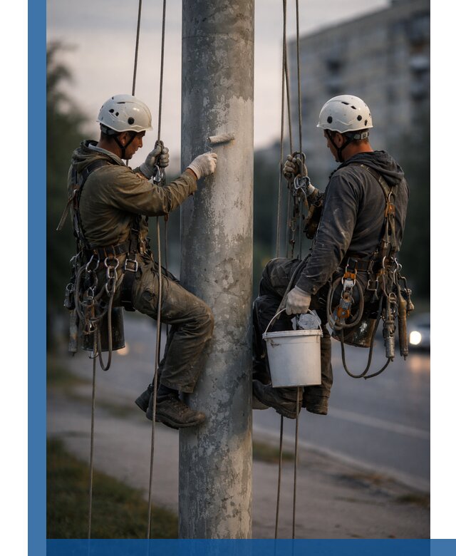 Покраска опор освещения и антикоррозийная защита в Йошкаре-Ола