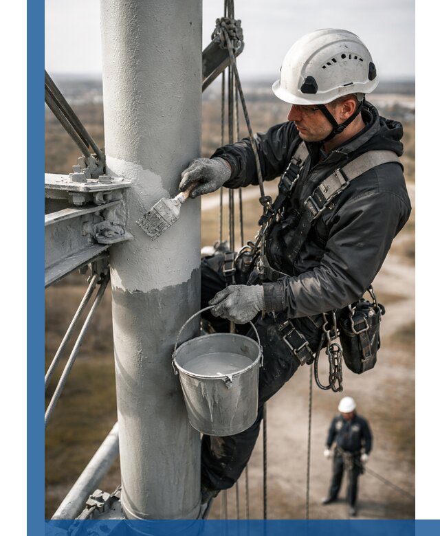Покраска мачт связи в Йошкаре-Ола промышленными альпинистами