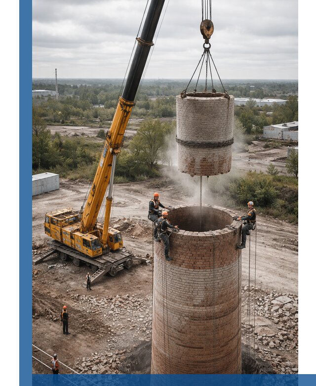 Демонтаж дымовой трубы в Йошкаре-Ола с гарантиями безопасности