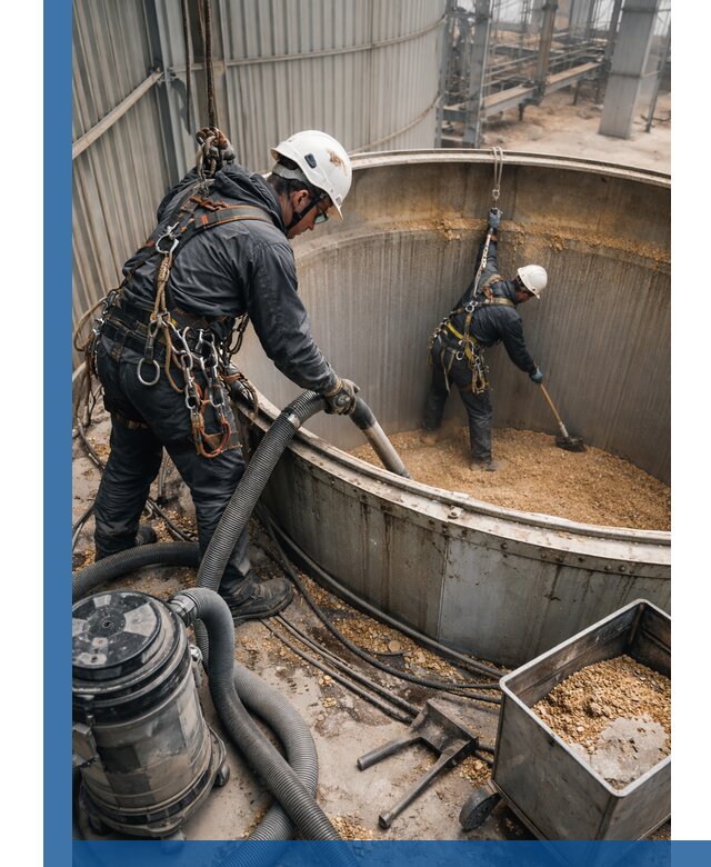 Профессиональная чистка зерновых бункеров в Йошкаре-Ола с выездом