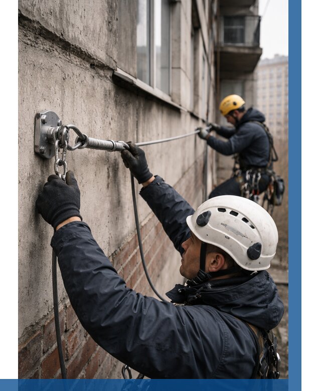 Монтаж анкерных линий в Йошкаре-Ола от 3068 р. | ВЫСОТНИК-Шкр