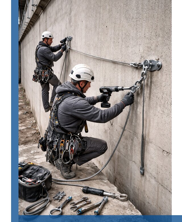 Монтаж анкерных линий высотной безопасности в Йошкаре-Ола